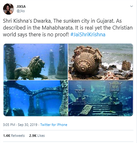 The screenshot of the tweet with the four photos.