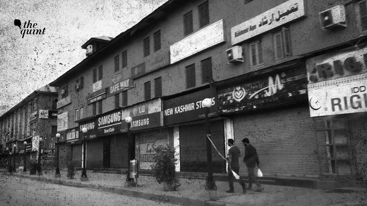 Closed shops at Srinagar in Jammu and Kashmir