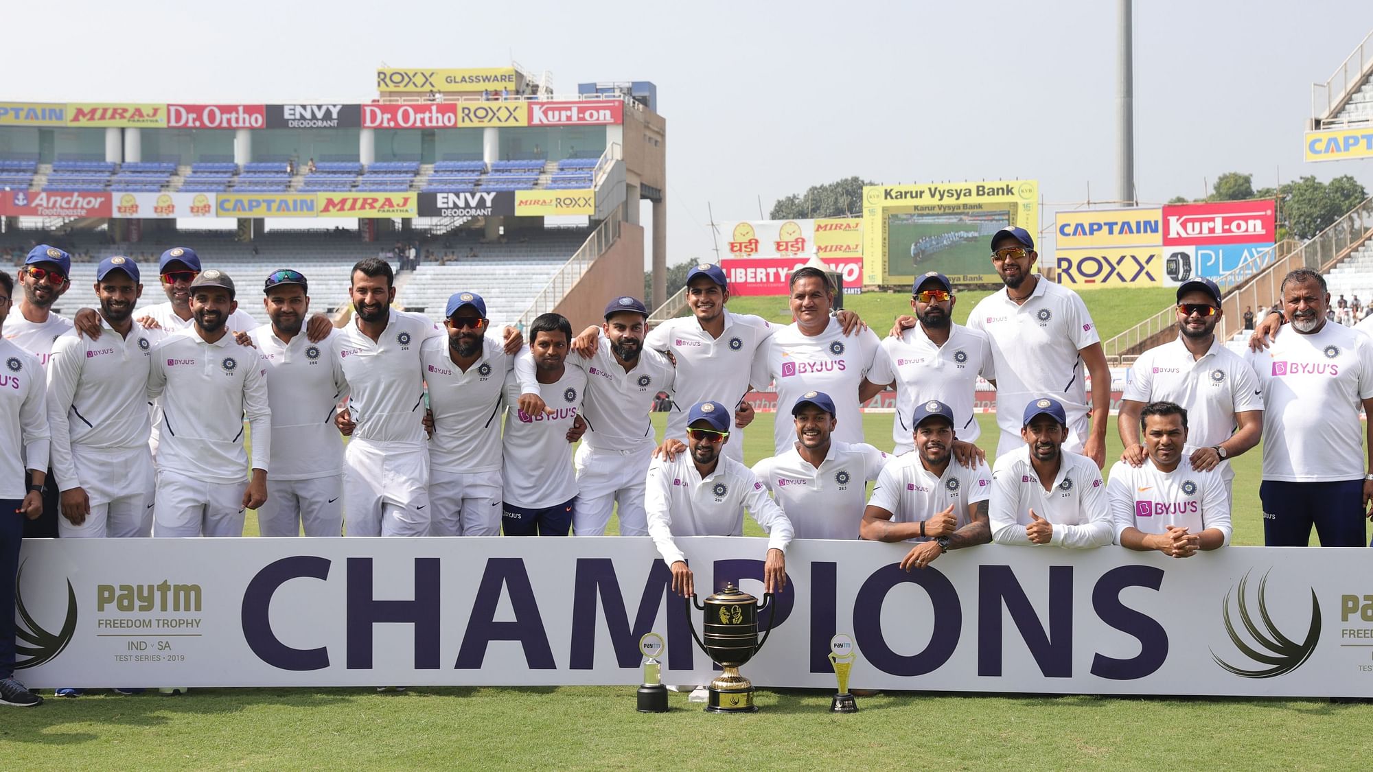 India are series champions on day four of the third test match between India and South Africa held at the JSCA International Stadium Complex, Ranchi India on the 22nd October 2019&nbsp;