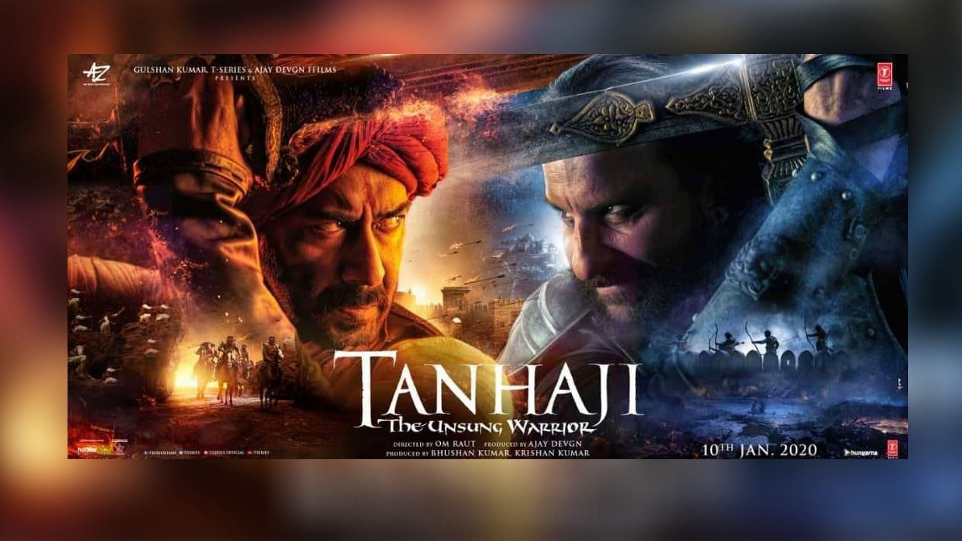 Saif Ali Khan and Ajay Devgn in the poster from <i>Tanhaji</i>.