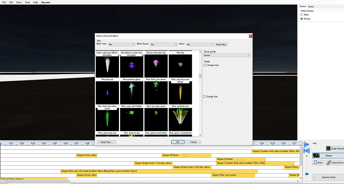 The software has a variety of effects that can be using in making the simulation.