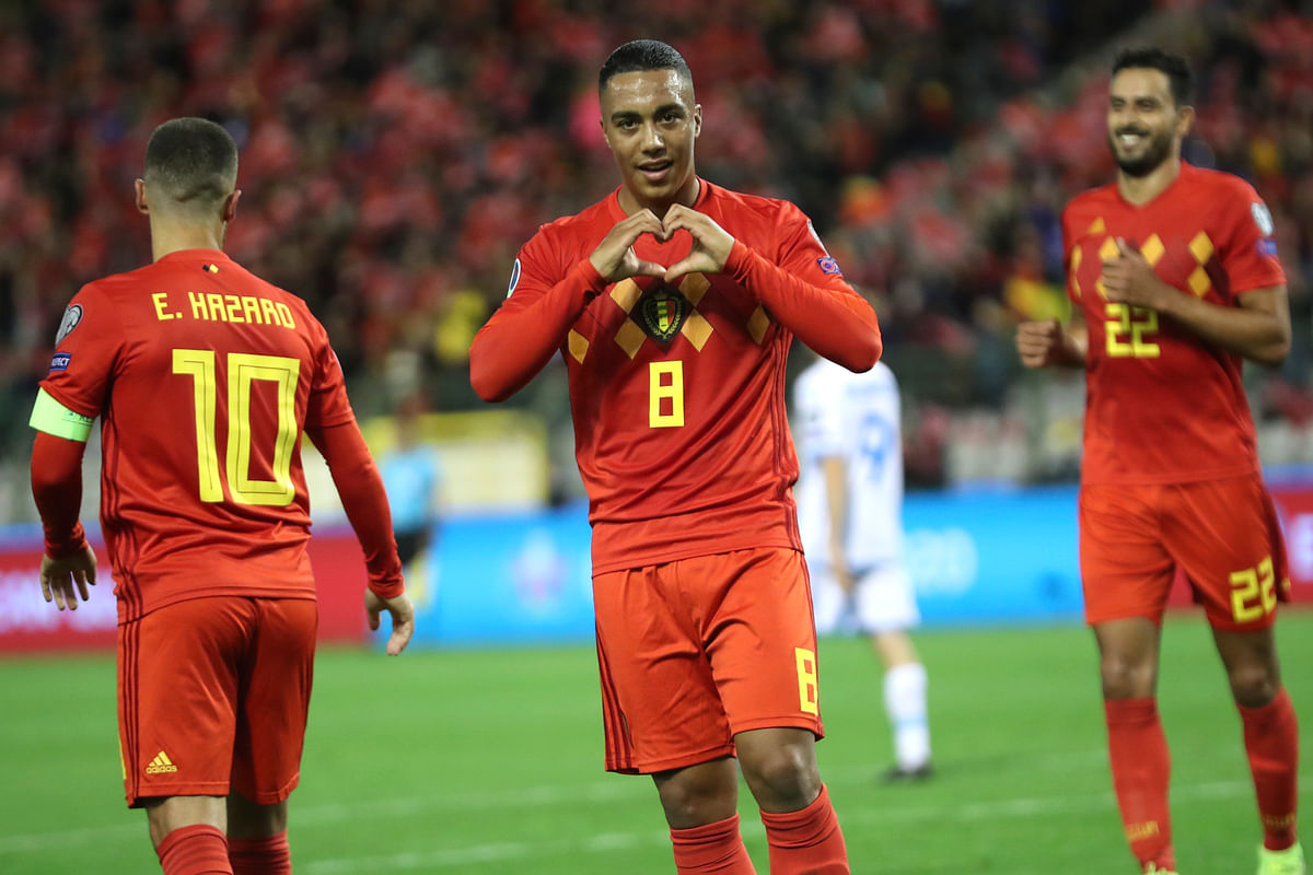 Six first-half goals helped Belgium crush San Marino 9-0 and become the first team to qualify for the 2020 Euro.