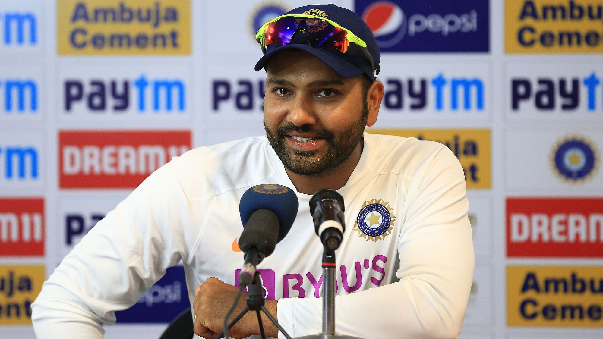 Rohit Sharma at the post-match press conference after India’s 203-run win over South Africa.