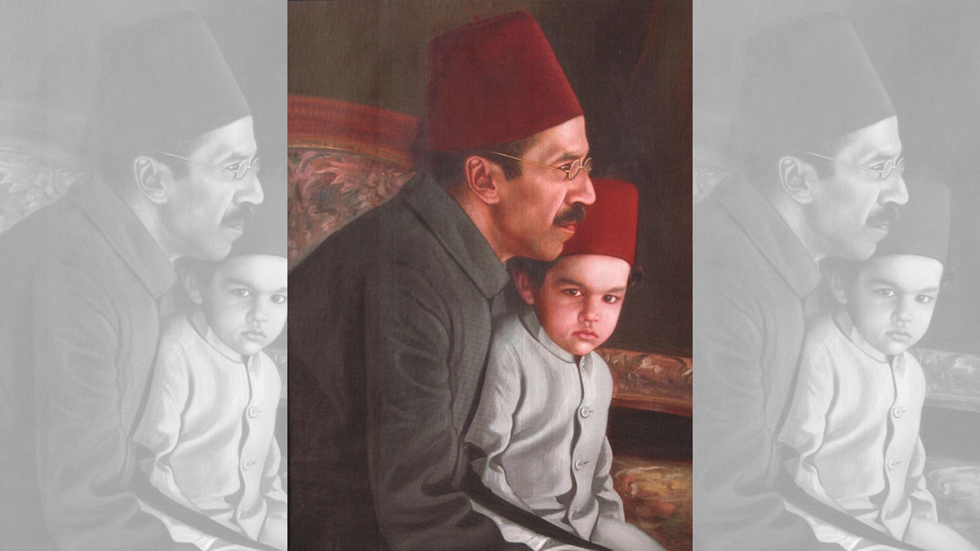 The Nizam with his heir apparent and grandson Mukarram Jah.