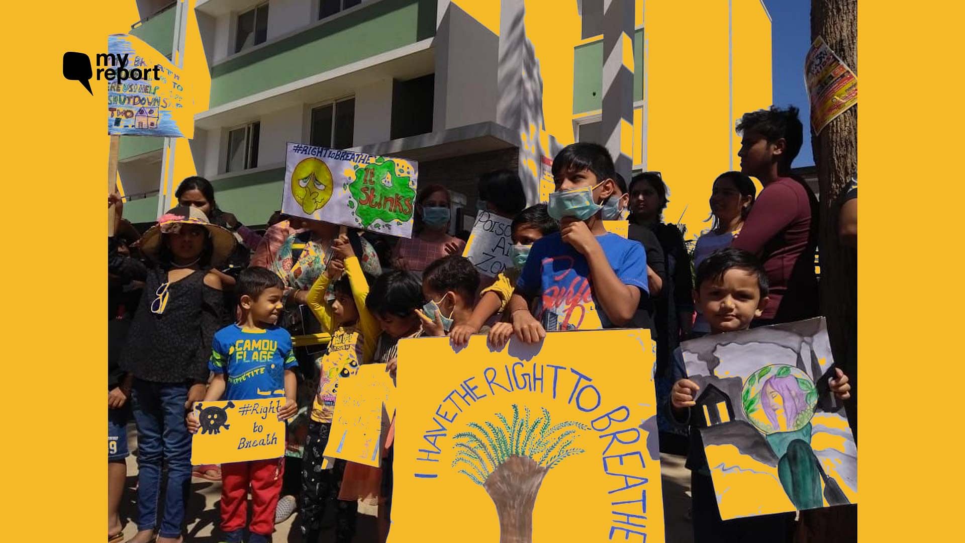 Residents protest against irresponsible waste management at Chikkanagamangala SWM plant.
