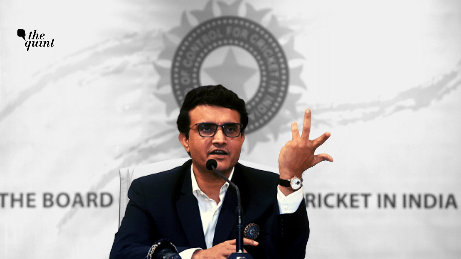 Newly elected BCCI president Sourav Ganguly addressing his first press conference on 23 October.&nbsp;