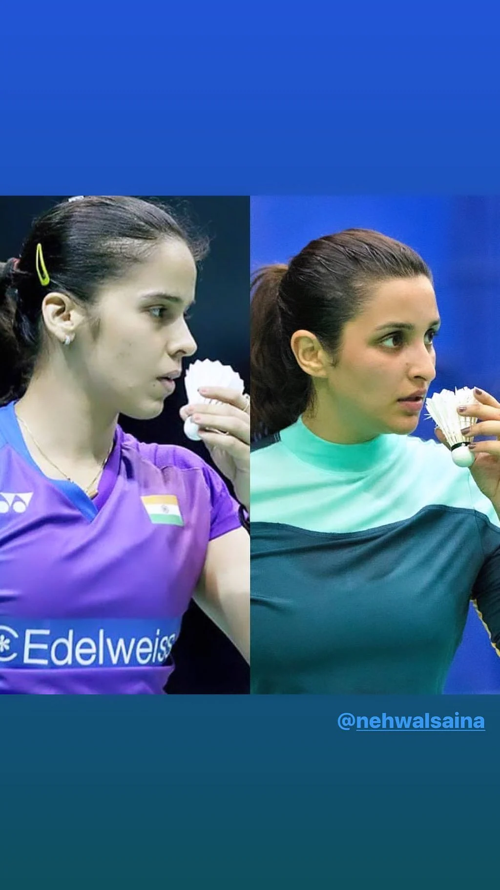 Parineeti Chopra as Saina Nehwal. 