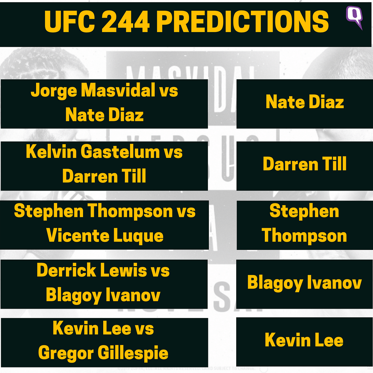 UFC 244 will also see Darren Till make his Middleweight debut against former title contender Kelvin Gastelum.
