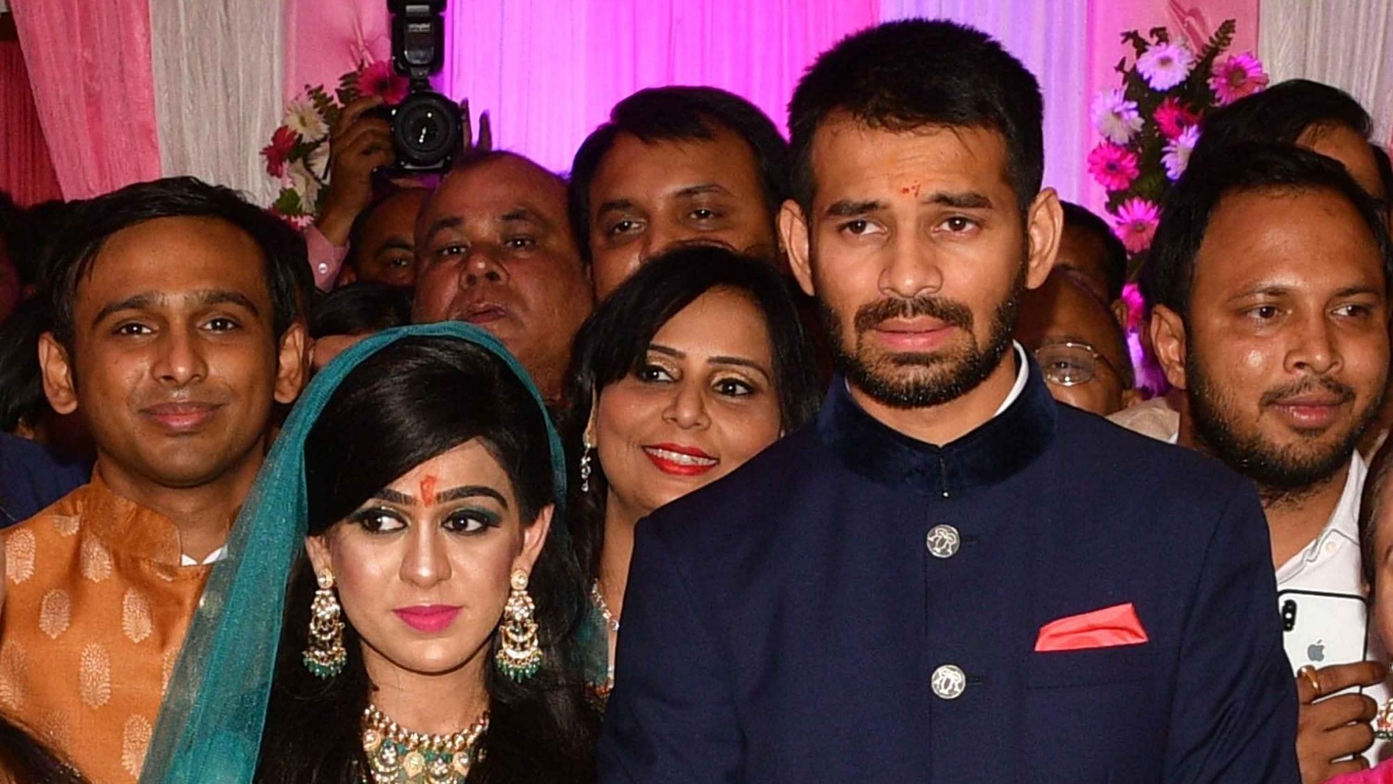 Aishwarya Rai and Tej Pratap Yadav at their wedding.