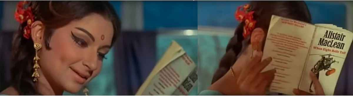 Sharmila Tagore gets busy with her Alistair MacLean. 