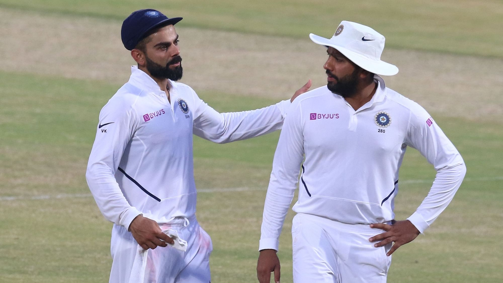 Virat Kohli and Rohit Sharma during the India vs South Africa Test at Vizag.