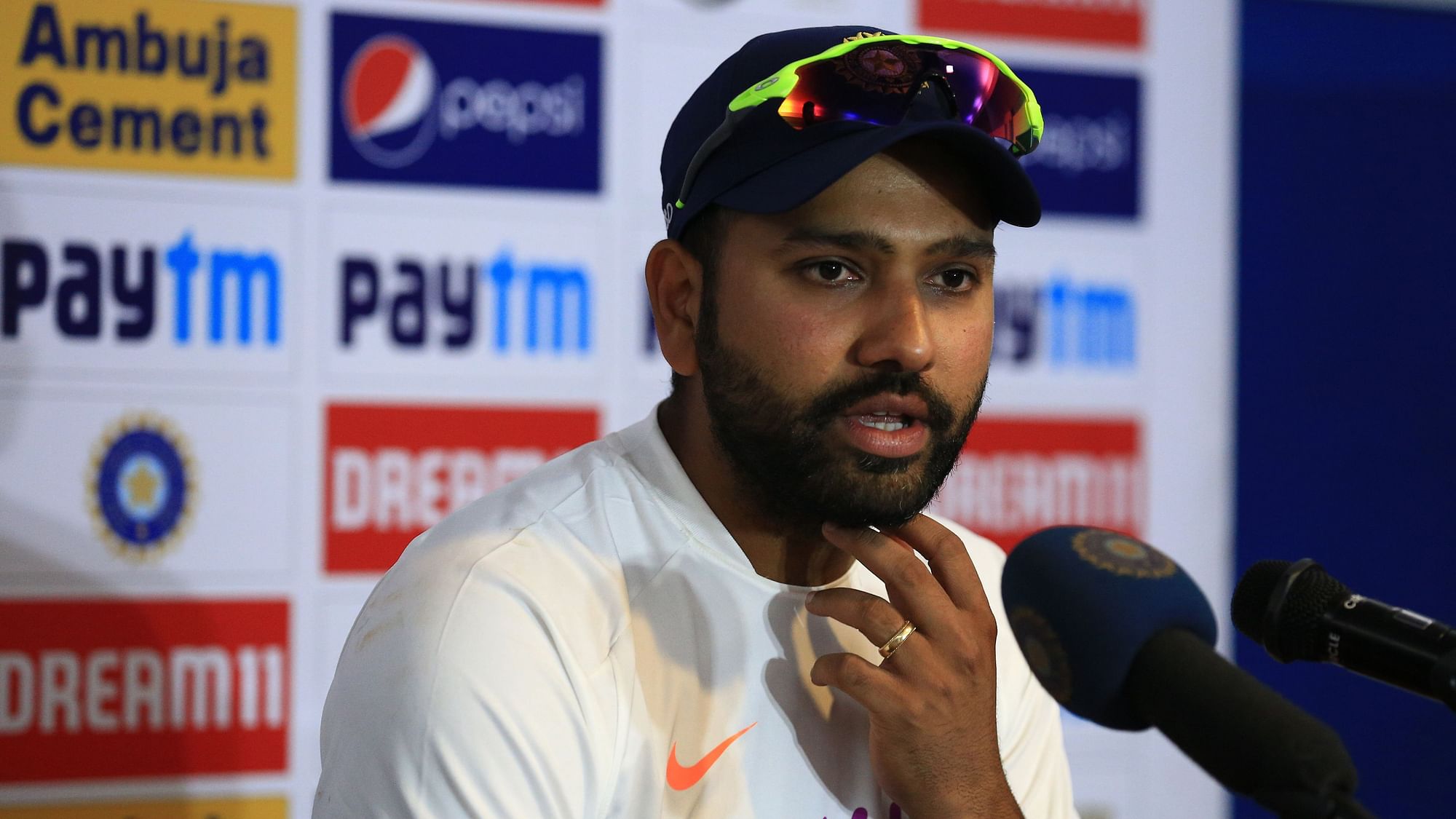 India batsman Rohit Sharma scored a brilliant hundred on his debut innings as Test opener.