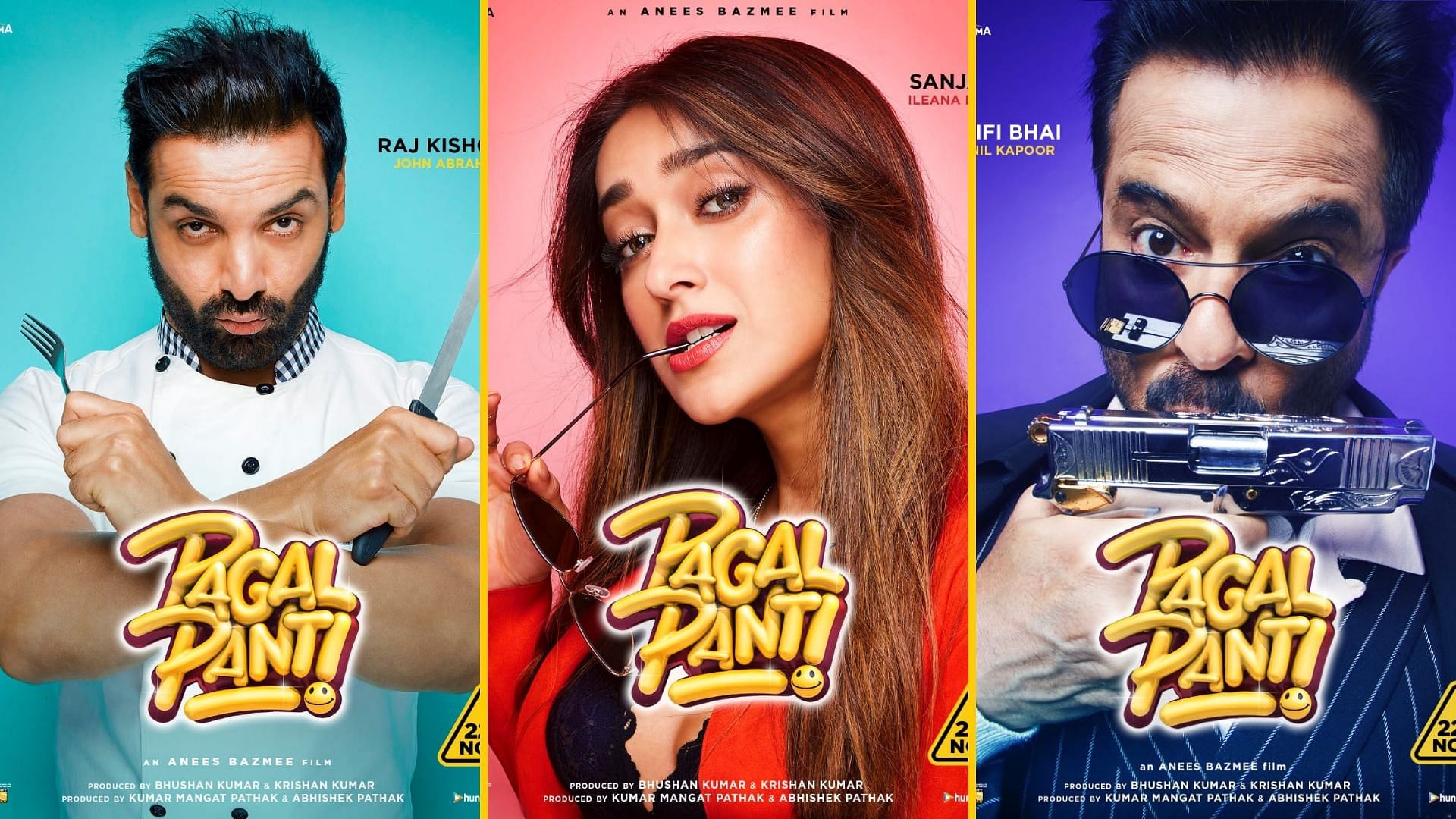 John Abraham, Ileana D’Cruz and Anil Kapoor in ‘Pagalpanti’.
