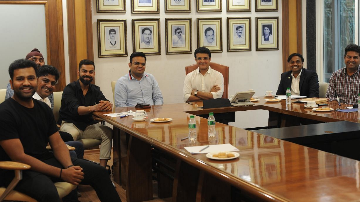 BCCI President Sourav Ganguly with Virat Kohli and Rohit Sharma. The board has cleared all quarterly payments.
