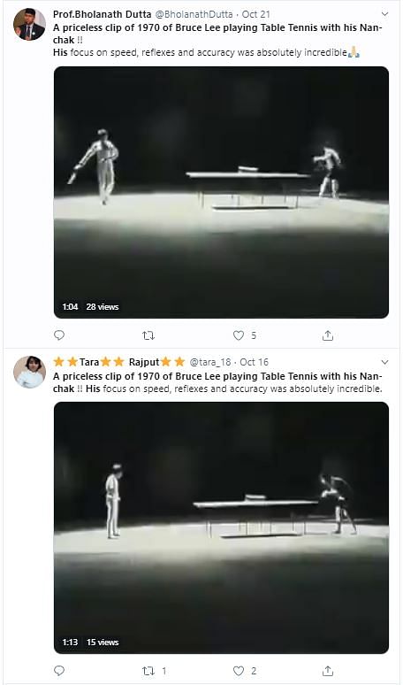 Fact Check of a Video of Bruce Lee Playing Table Tennis with Nunchuck: Archival Footage of Bruce Lee Playing Table Tennis with Nunchuck?
