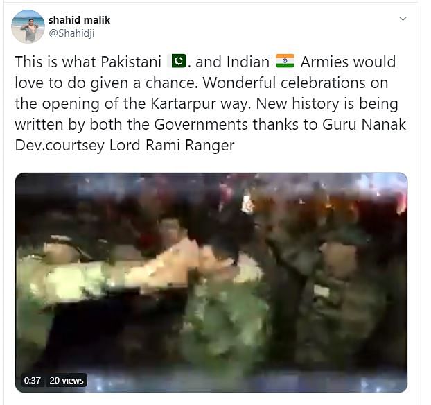 A video is being shared claiming that Indian and Pakistani troops danced together to mark the opening of Kartarpur. 