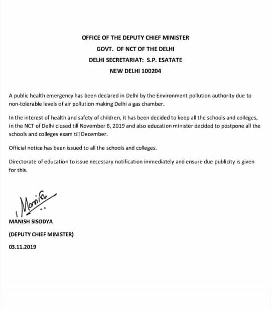 A letter is being circulated on social media with a claim that schools in Delhi will remain closed till 8 November. 