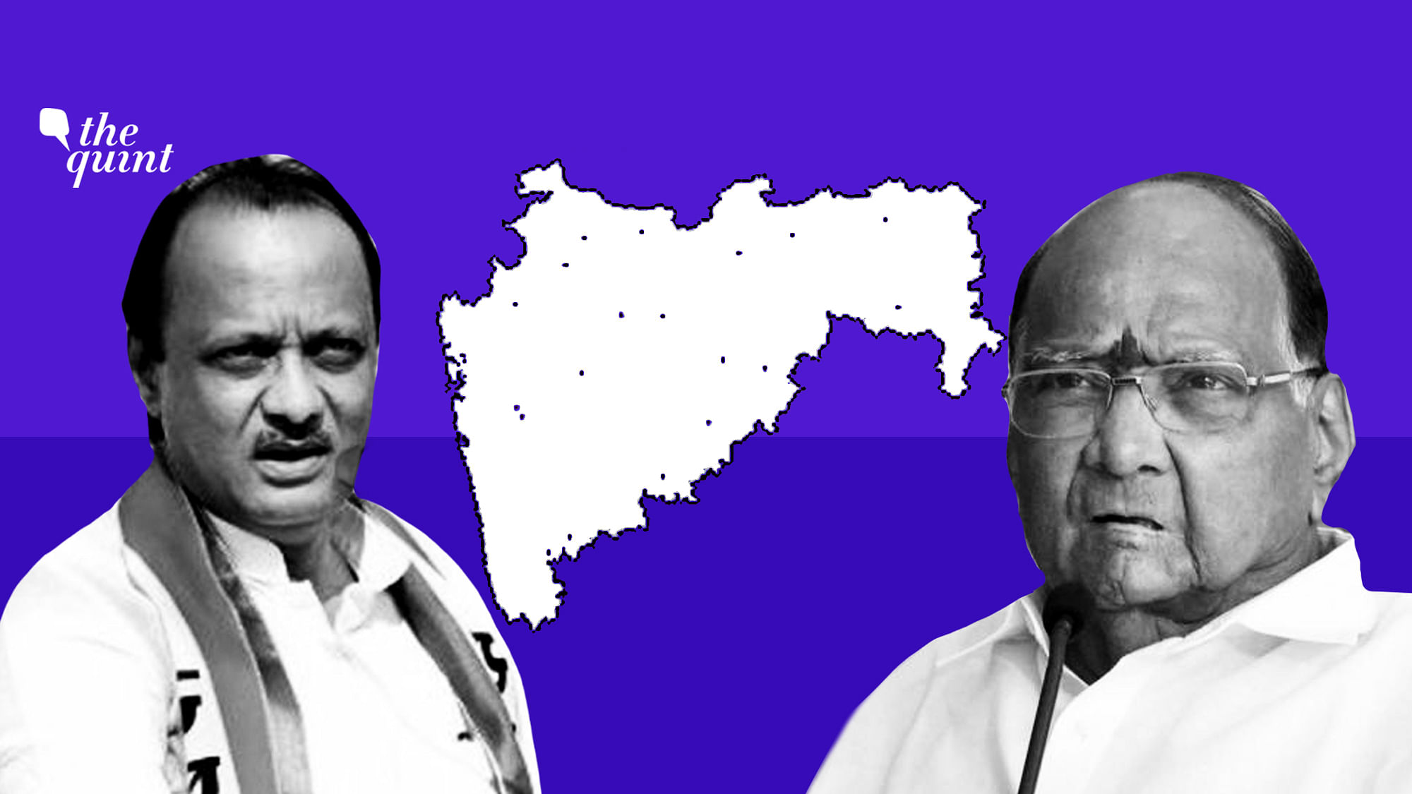 NCP leader Ajit Pawar (on the left) along with NCP supermo Sharad Pawar on the right.