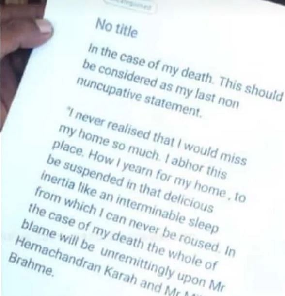 Fathima’s father and a few IIT Madras students said the suicide note blaming Hemachandran Karah, Brahme is fake.