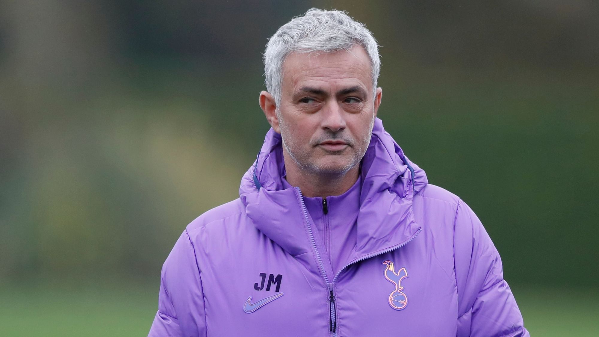 Tottenham Hotspur’s manager Jose Mourinho watches his players during a training session at their training ground in London, Monday Nov. 25, 2019, ahead of their Champions League Group B match against Olympiakos.