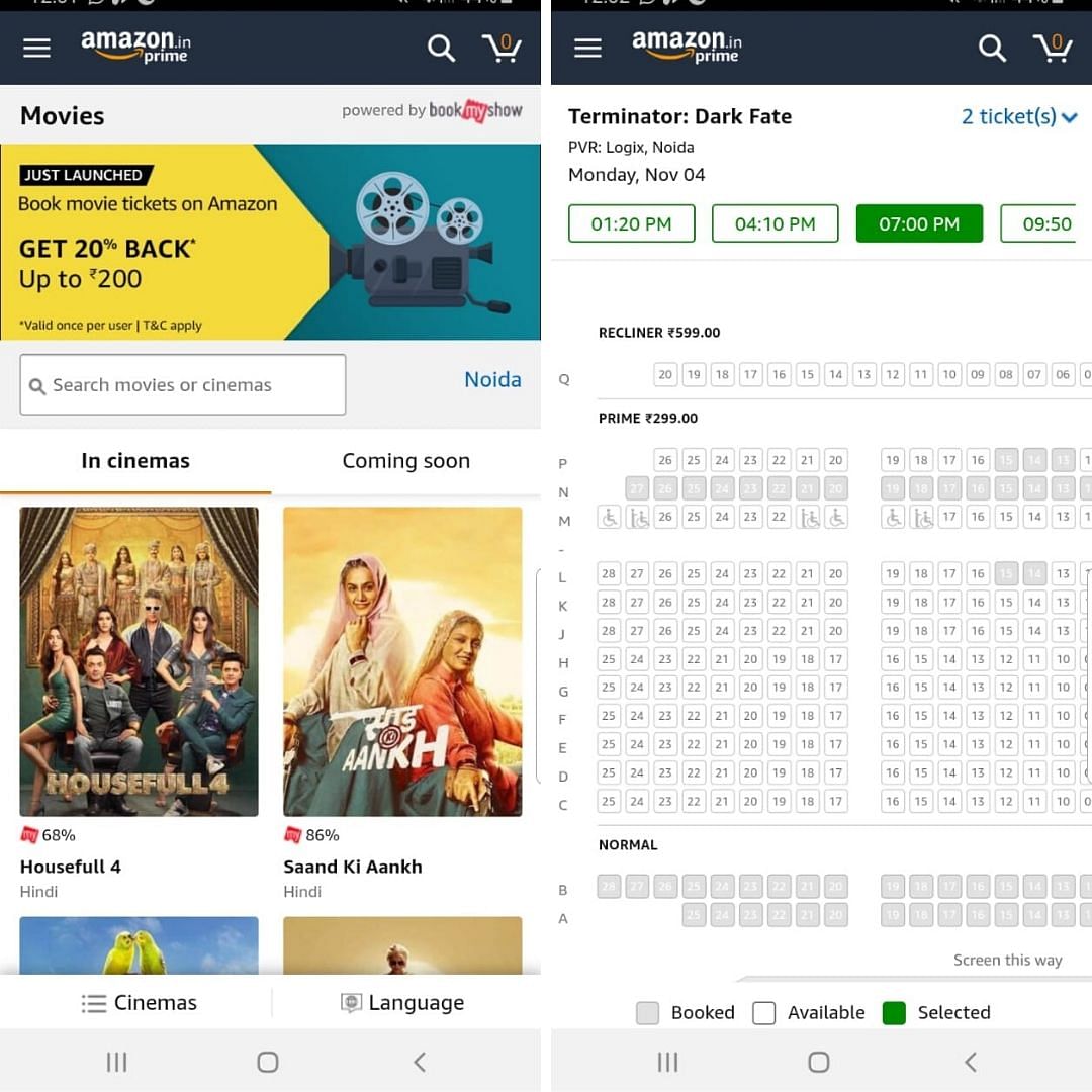 Amazon is partnering exclusively with Bookmyshow for the movie ticket booking service in India.