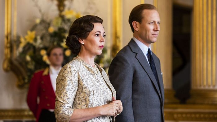 Olivia Colman and Tobias Menzies as Queen Elizabeth and Prince Philips.&nbsp;