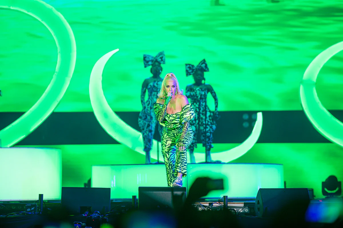 Katy Perry connects with the audience during her performance.