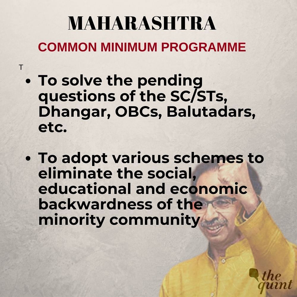 Here are the key highlights of the Common Minimum Programme agreed upon by the Sena-Cong-NCP combine for Maharashtra