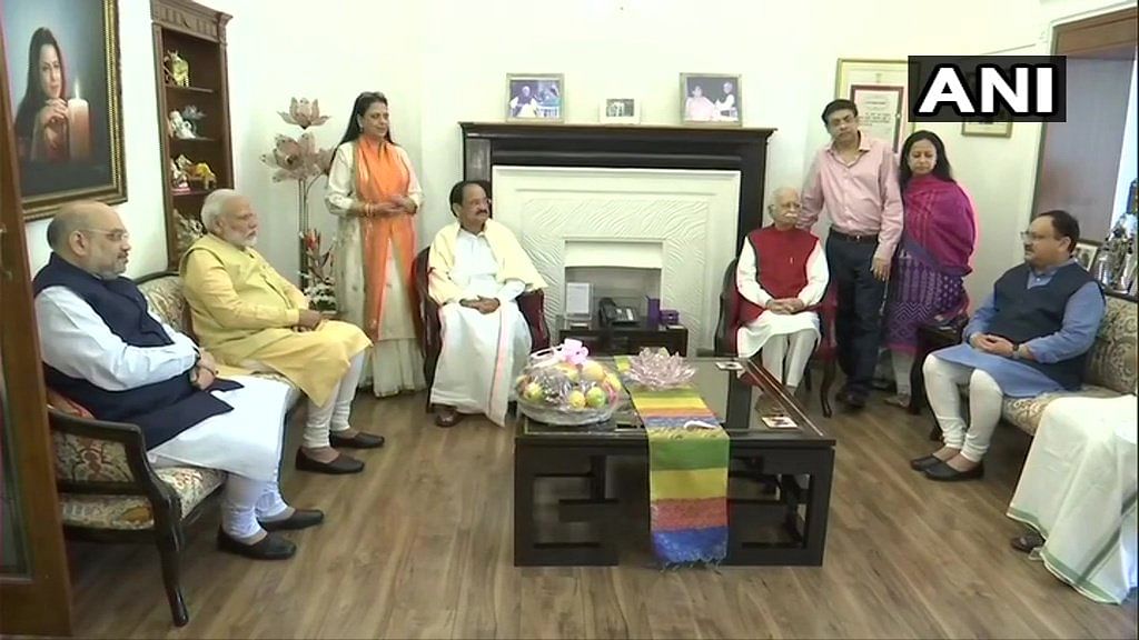 BJP leadership with party supremo LK Addvani on his 92nd Birthday.