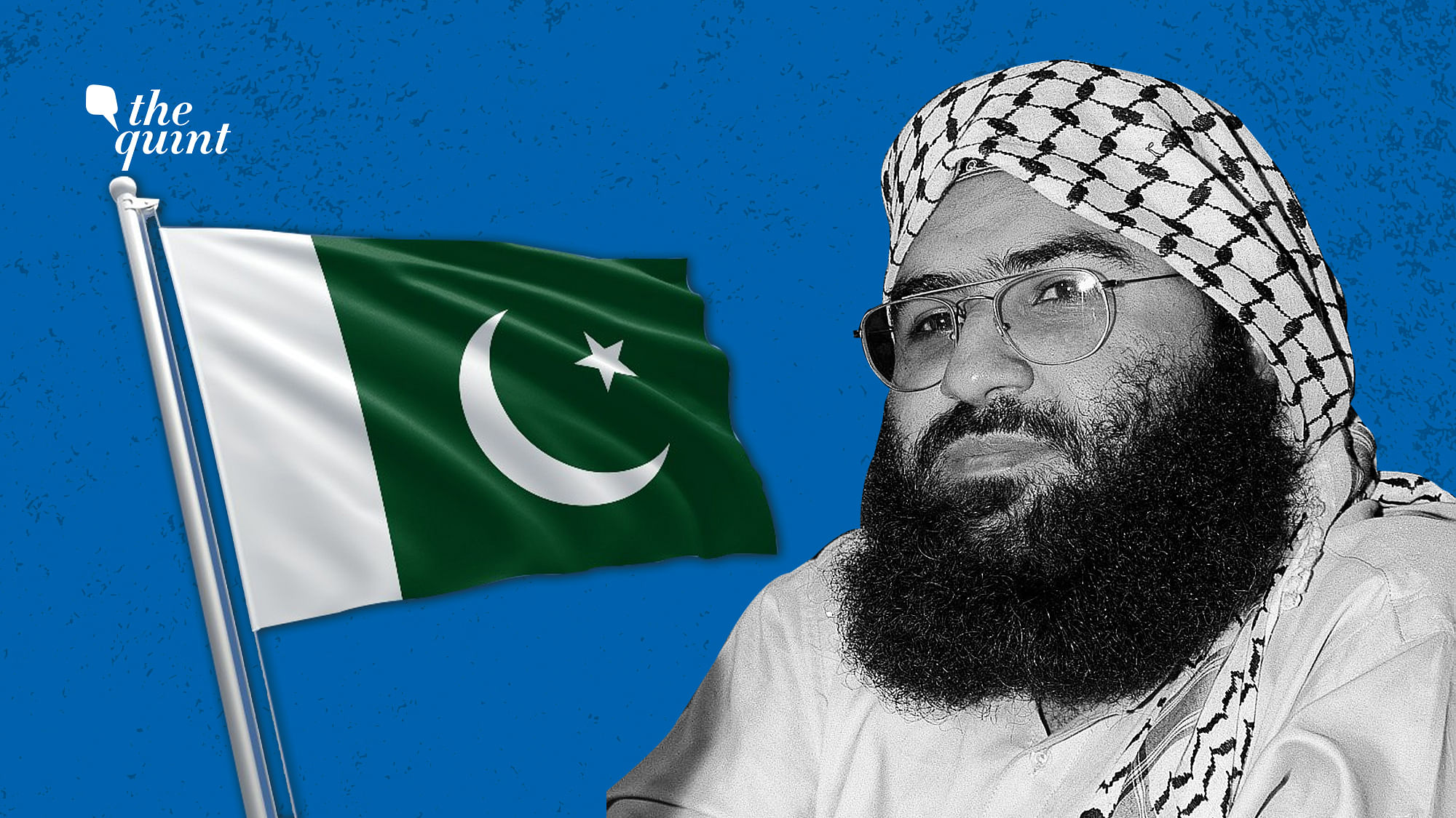 Image of Pakistan flag and Jaish-e-Mohammed chief Masood Azhar, used for representational purposes.