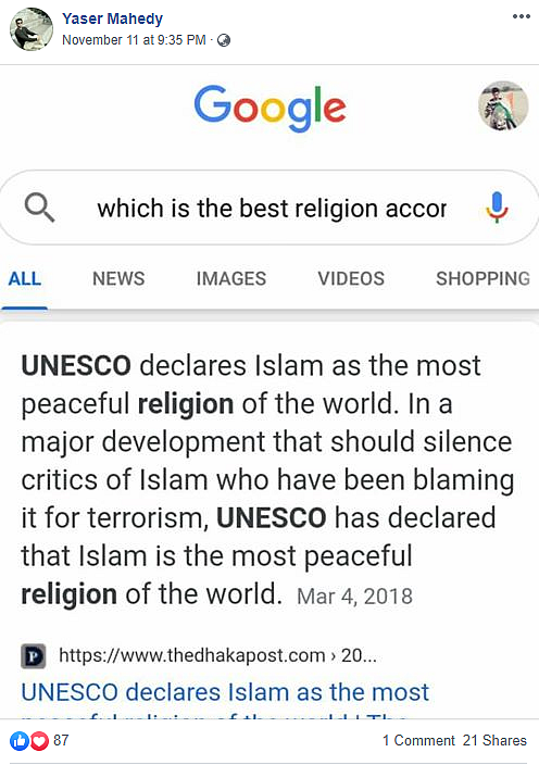 Did UNESCO Call Islam Most Peaceful Religion? No, It’s an Old Hoax