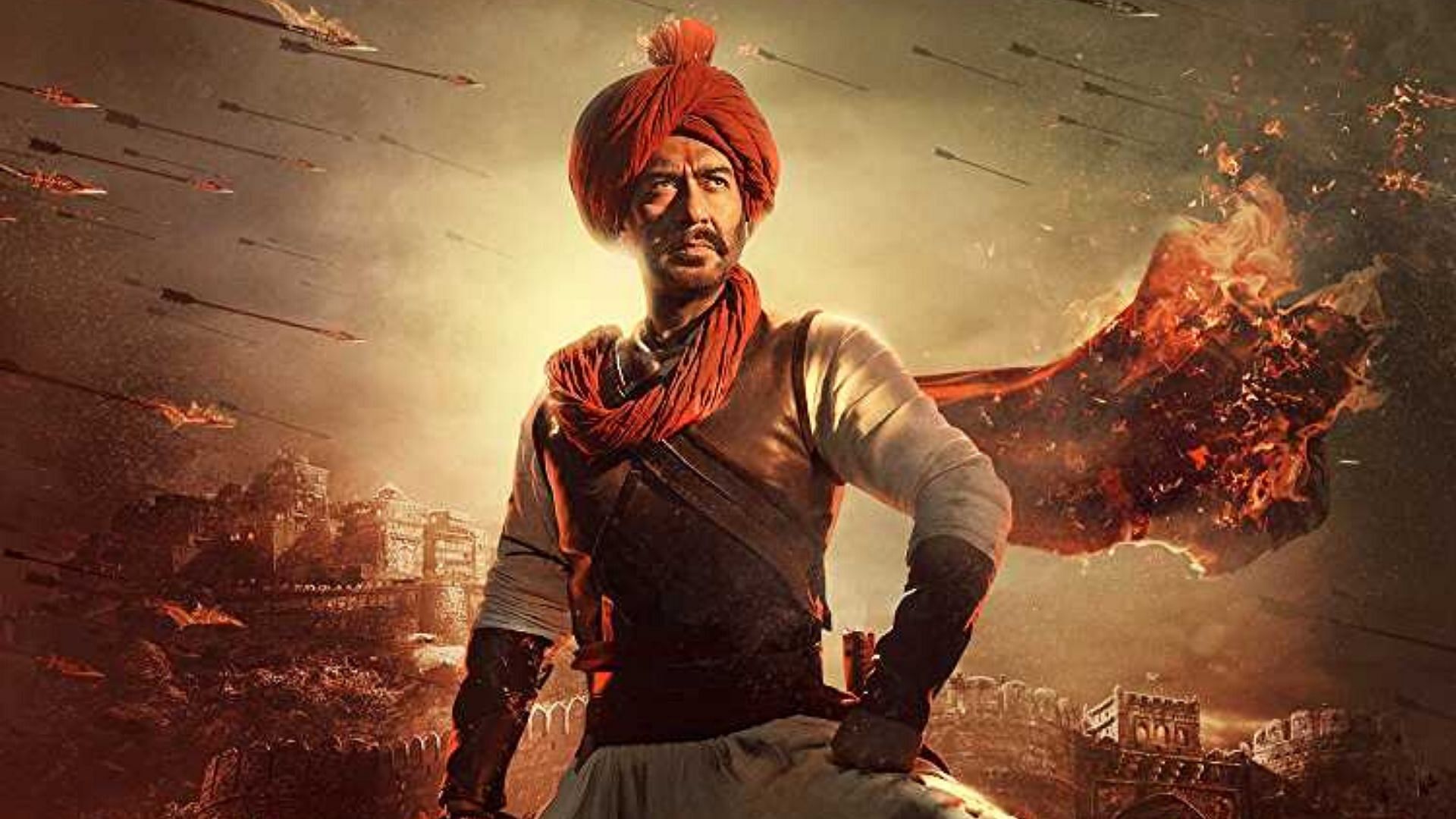 Ajay Devgn in a poster for <i>Tanhaji - The Unsung Warrior.</i>