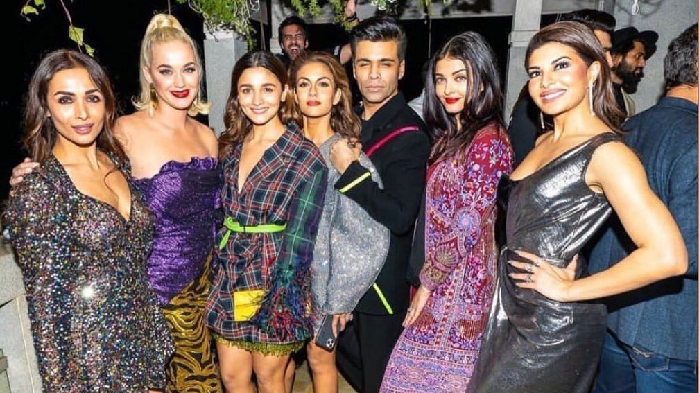 Malaika Arora, Alia Bhatt, Karan Johar, Aishwarya Rai Bachchan &amp; Jacqueline Fernandez with Katy Perry.&nbsp;