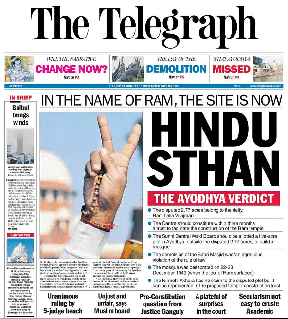 From wordplay on Ram Mandir being “within site” to a ‘Hindu Sthan’ reference, a look at the newspaper front-pages.