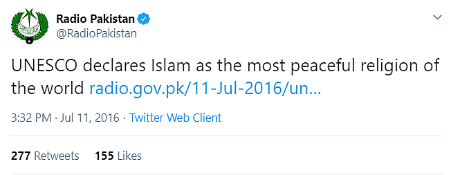 Did UNESCO Call Islam Most Peaceful Religion? No, It’s an Old Hoax