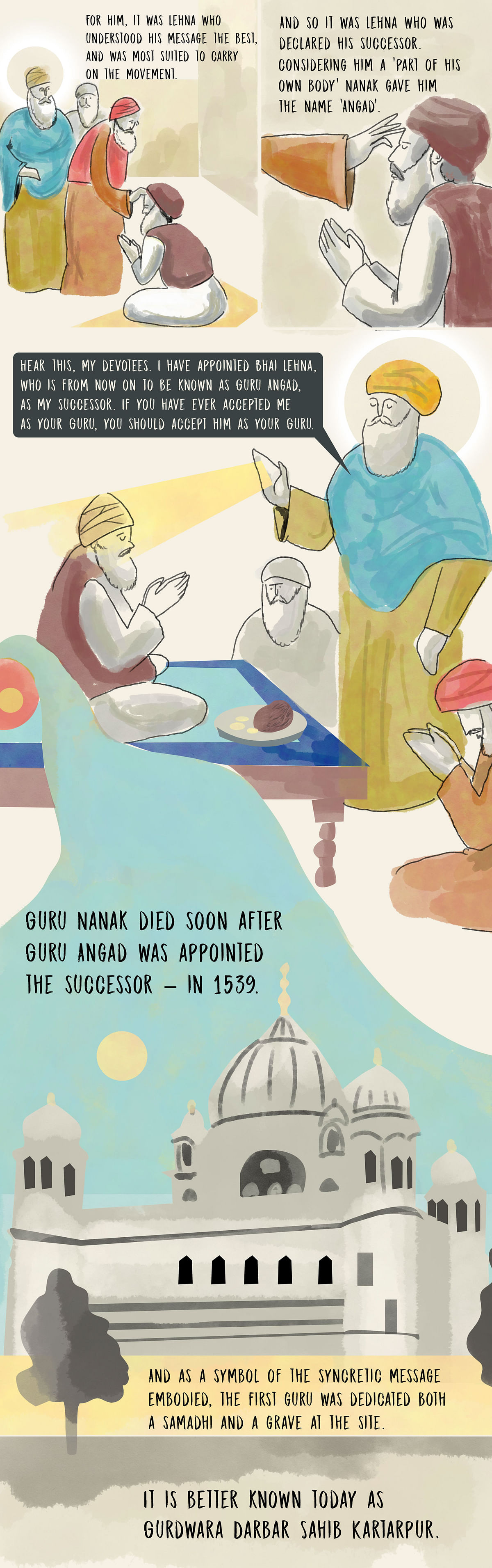 It was in Kartarpur that Guru Nanak met Bhai Lehna who went on to become his successor eventually.