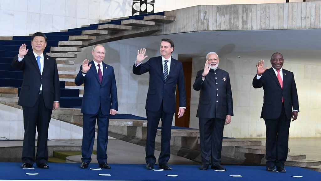 Prime minister Narendra Modi (second from right) with other world leaders at the BRICS summit.
