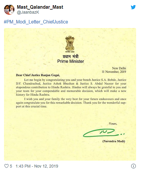 Ayodhya Case: Did PM Modi Write Congratulatory Letter to CJI?