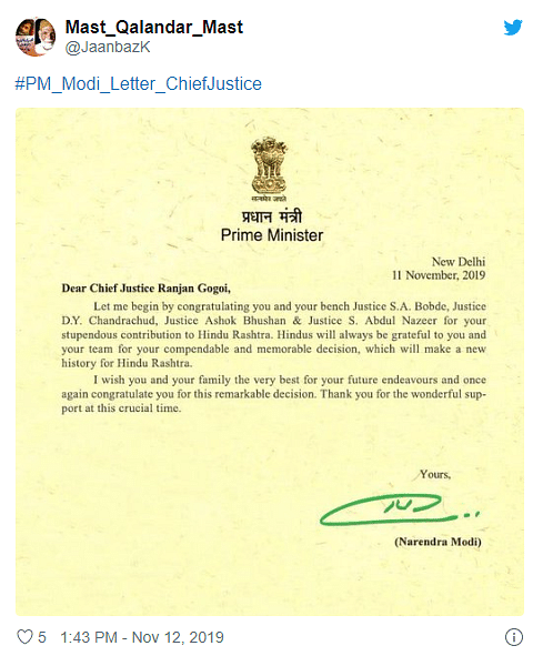 The letter in circulation carries fake signature of  Prime Minister Narendra Modi.