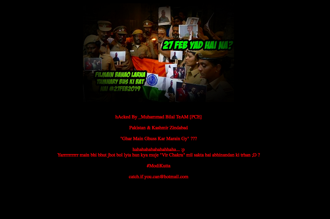 The web page also read Pakistan and Kashmir zindabad.