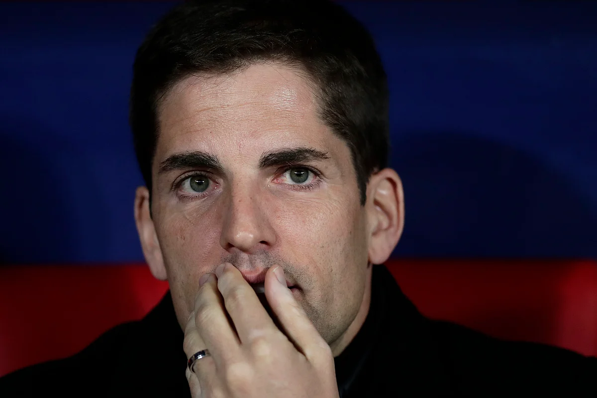 Spain head coach Robert Moreno sits on the bench during the Euro 2020 group F qualifying game between Spain and Romania at the Metropolitano stadium in Madrid.