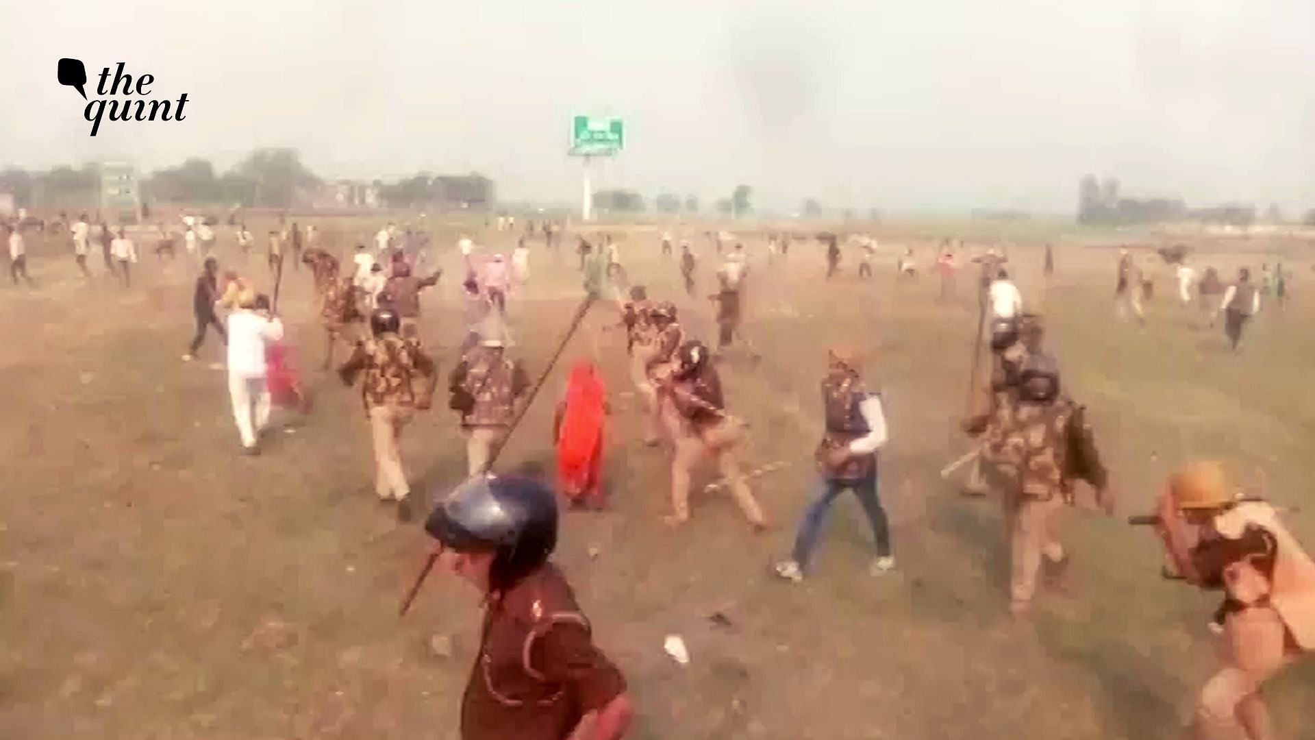 A screengrab from the footage of the farmers’ protest in Unnao.