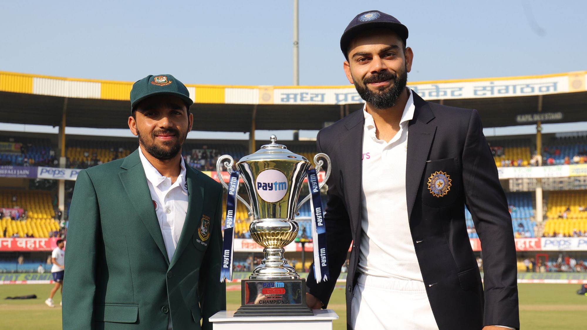 Bangladesh captain Mominul Haque won the toss and elected to bat against India in both the teams’ maiden Day/Night Test.