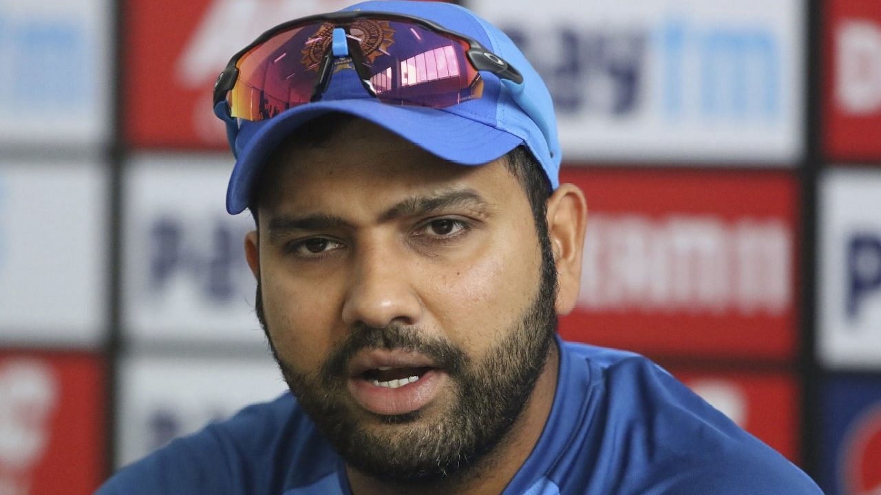 Indian captain Rohit Sharma at the press conference on the eve of the second T20I against Bangladesh in Rajkot.&nbsp;