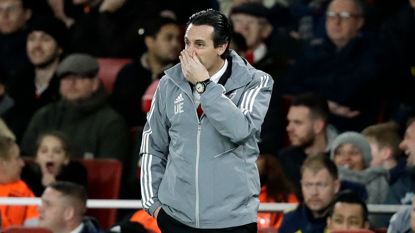 Arsenal’s head coach Unai Emery during the Europa League match between Arsenal and Eintracht Frankfurt in London on Thursday.