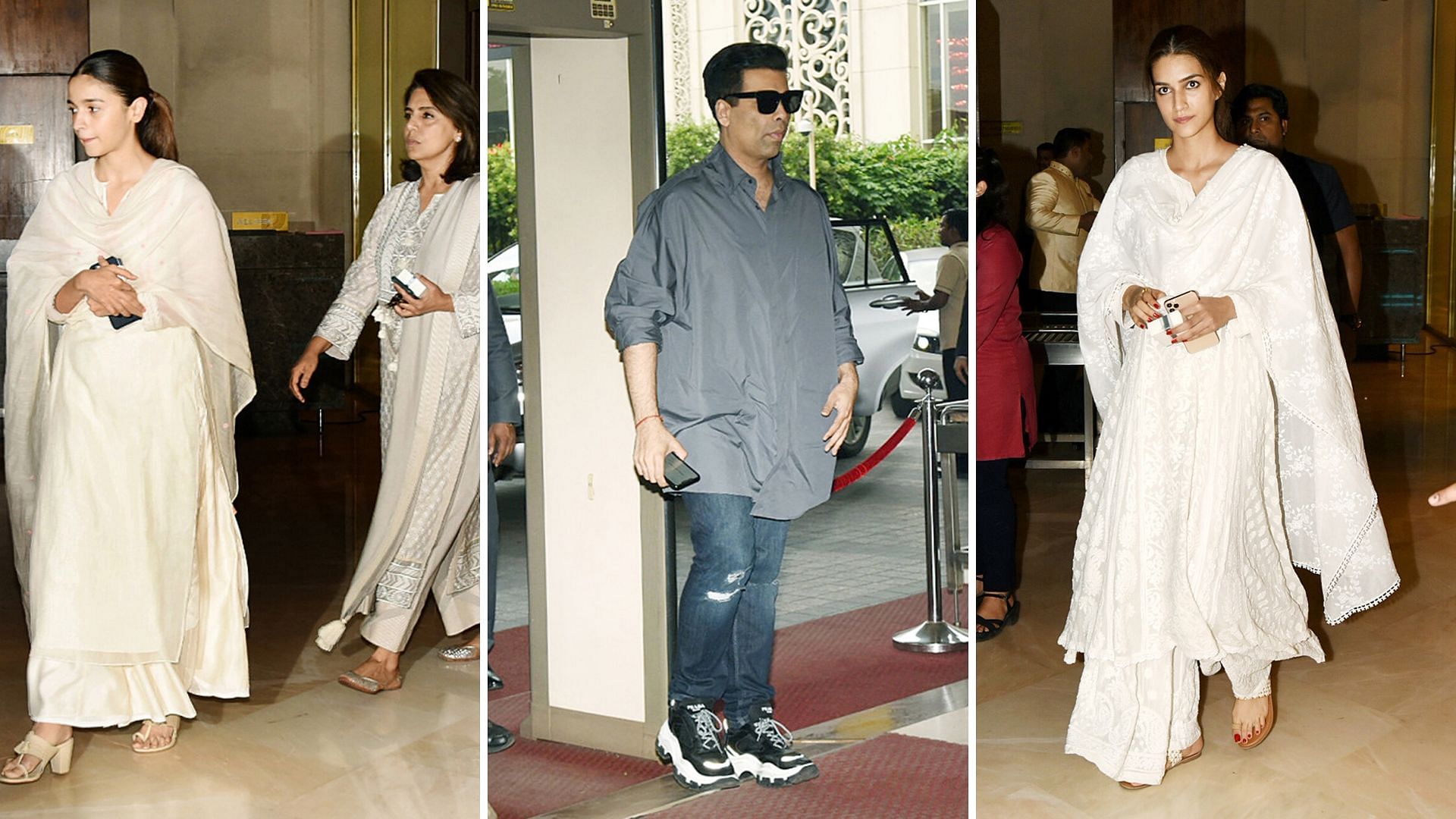 Several celebrities arrives to attend Manish Malhotra’s father’s prayer meet.&nbsp;