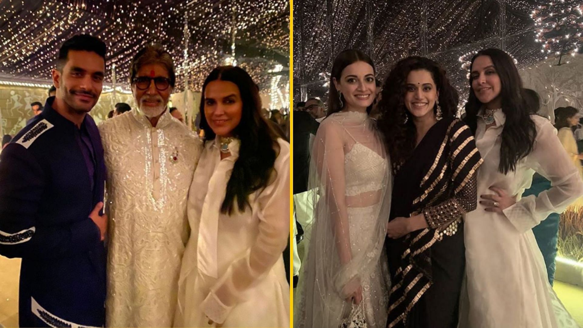 Neha Dhupia with Angad Bedi, Dia Mirza and Taapsee Pannu at the Bachchan’s Diwali party.