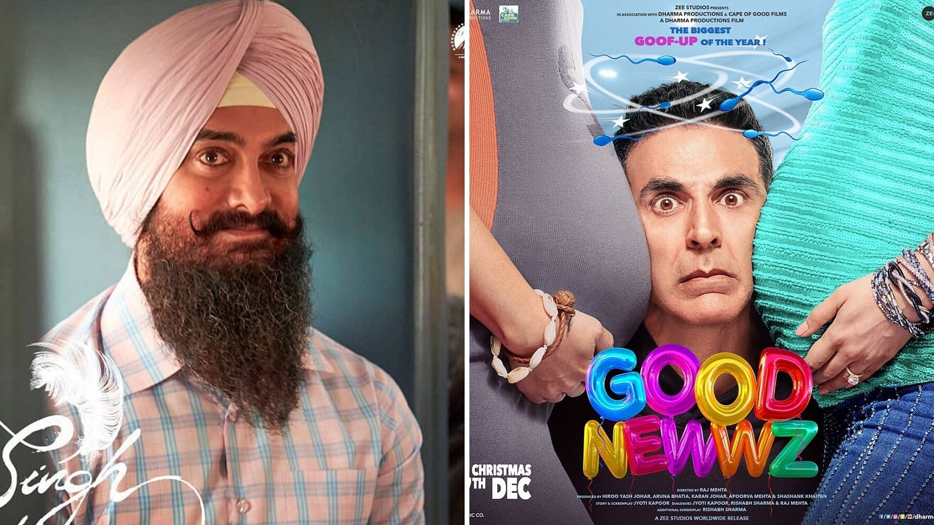 The posters from <i>Laal Singh Chaddha</i> and <i>Good Newwz</i>.