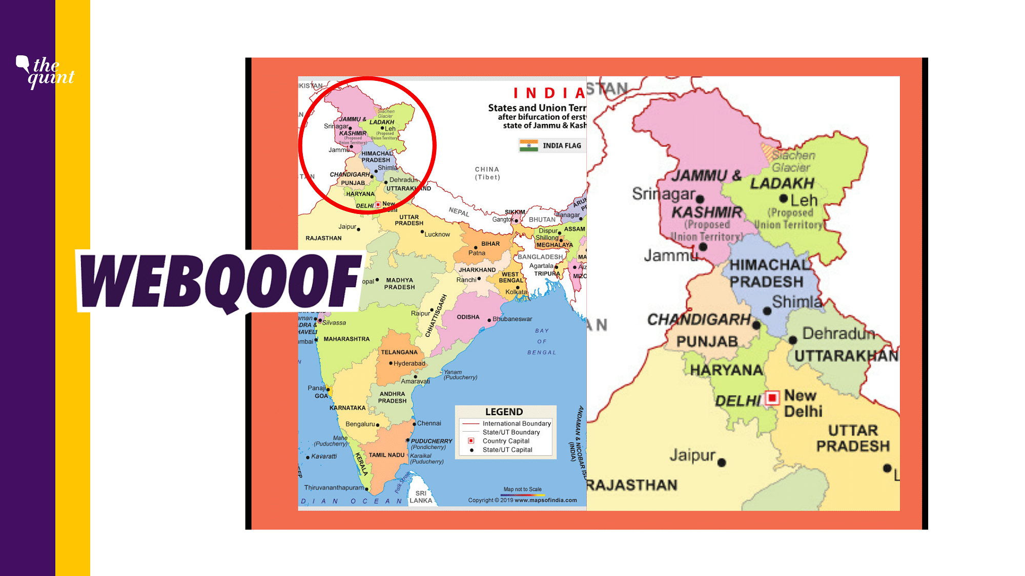 A viral photo of the political map of India claims to be India’s new map post the bifurcation of J&amp;K.