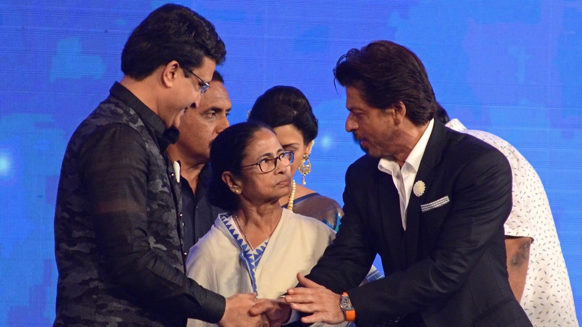Sourav Ganguly, Mamata Banerjee and Shah Rukh Khan at the Kolkata International Film Festival.